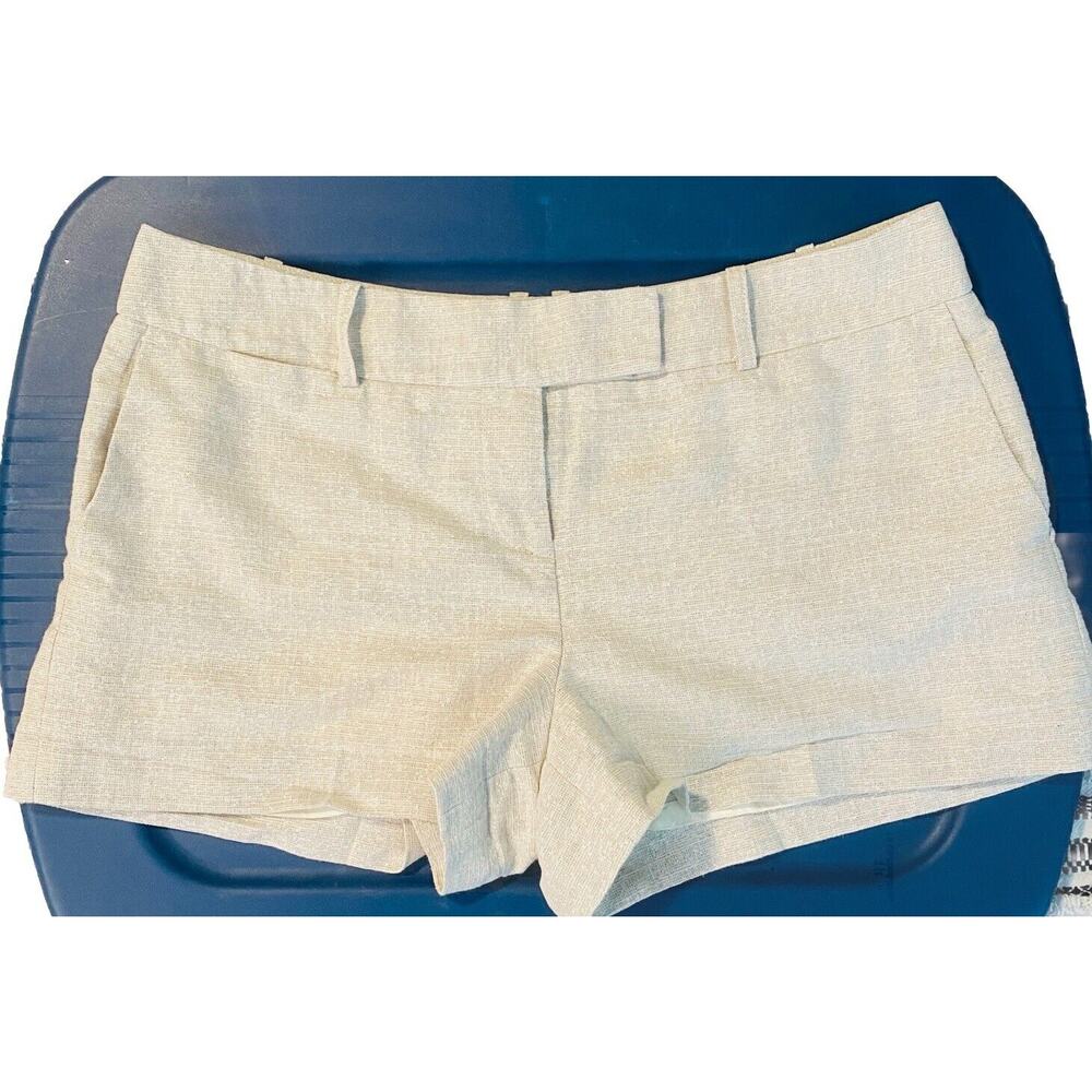 ANN TAYLOR LOFT Shorts Womens Size 8 Lined Fancy Cuffed Linen Metallic Shimmer
